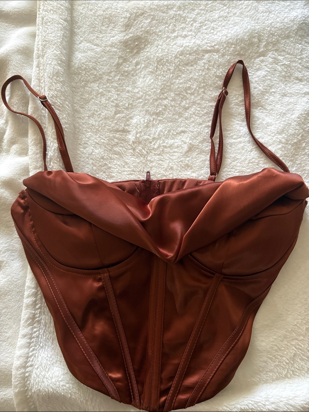 Corset-Style Crop Top in Rust Brown